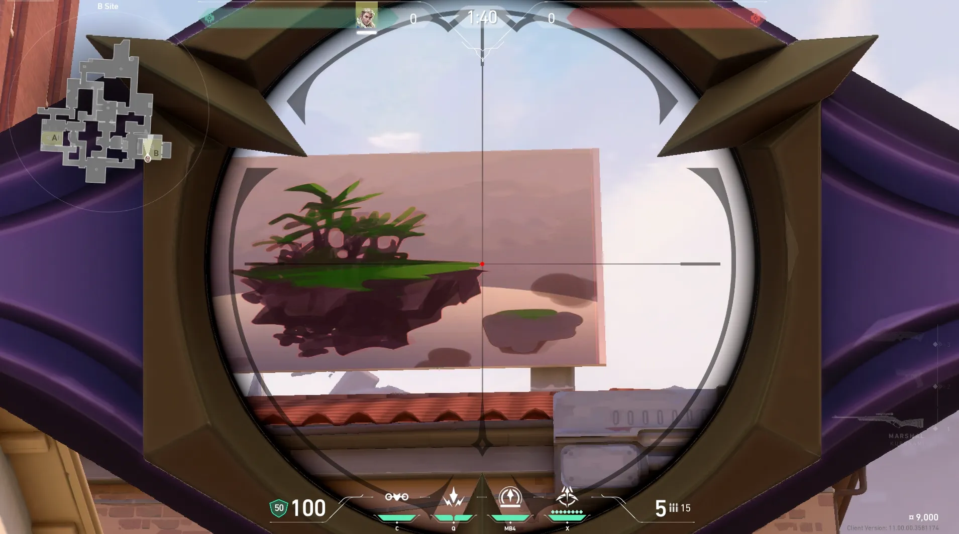 Sova Shock Bolt on Ascent Defense Site B — step 3 of 4: Aim — line up the shot