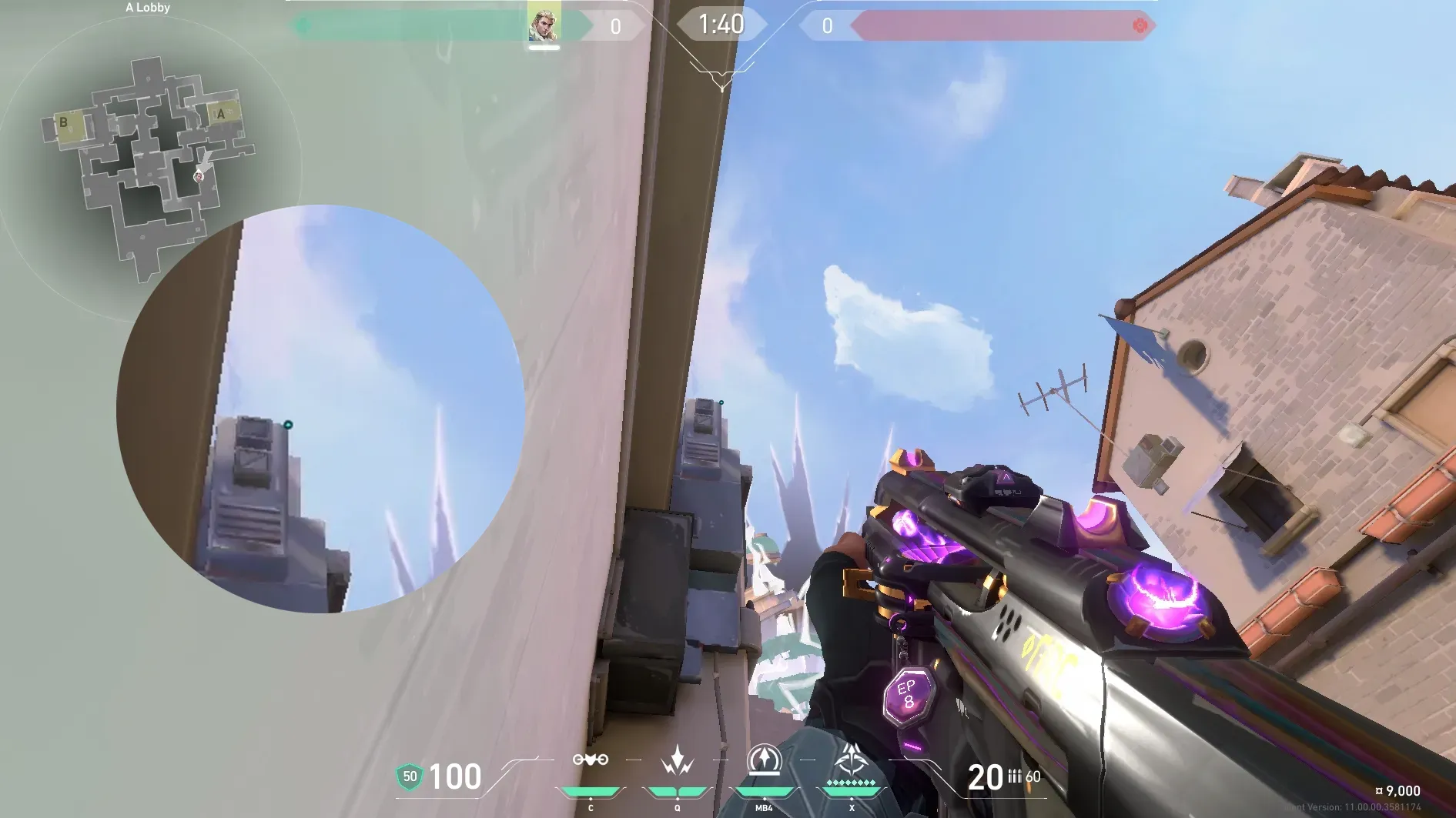 Sova Shock Bolt on Ascent Attack Site A — step 2 of 9: Aim — line up the shot