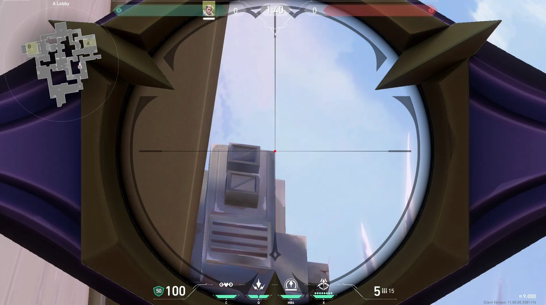Sova Shock Bolt on Ascent Attack Site A — step 3 of 9: Aim — line up the shot