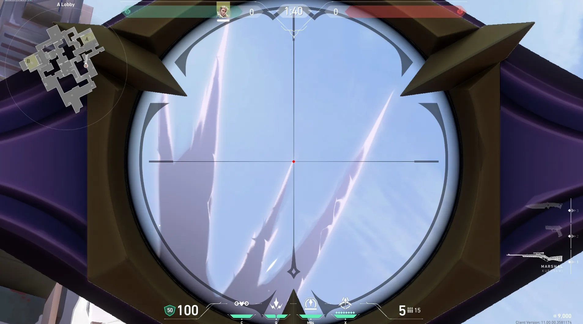 Sova Shock Bolt on Ascent Attack Site A — step 8 of 9: Aim — line up the shot