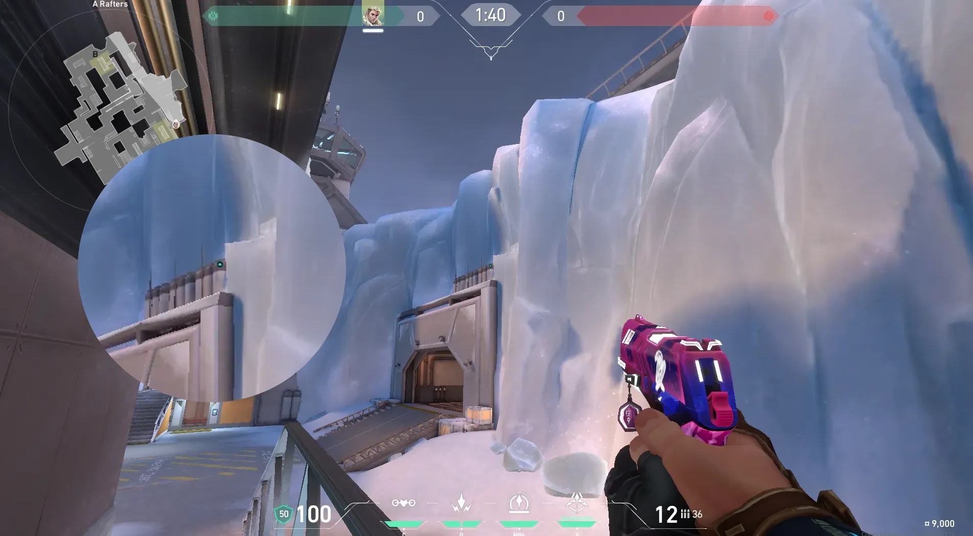 Sova Recon Bolt on Icebox Defense Mid — step 2 of 4: Aim — line up the shot