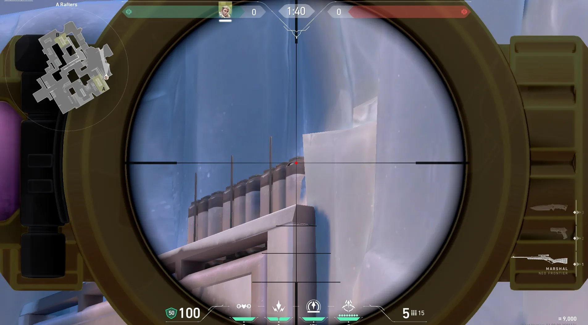 Sova Recon Bolt on Icebox Defense Mid — step 3 of 4: Aim — line up the shot