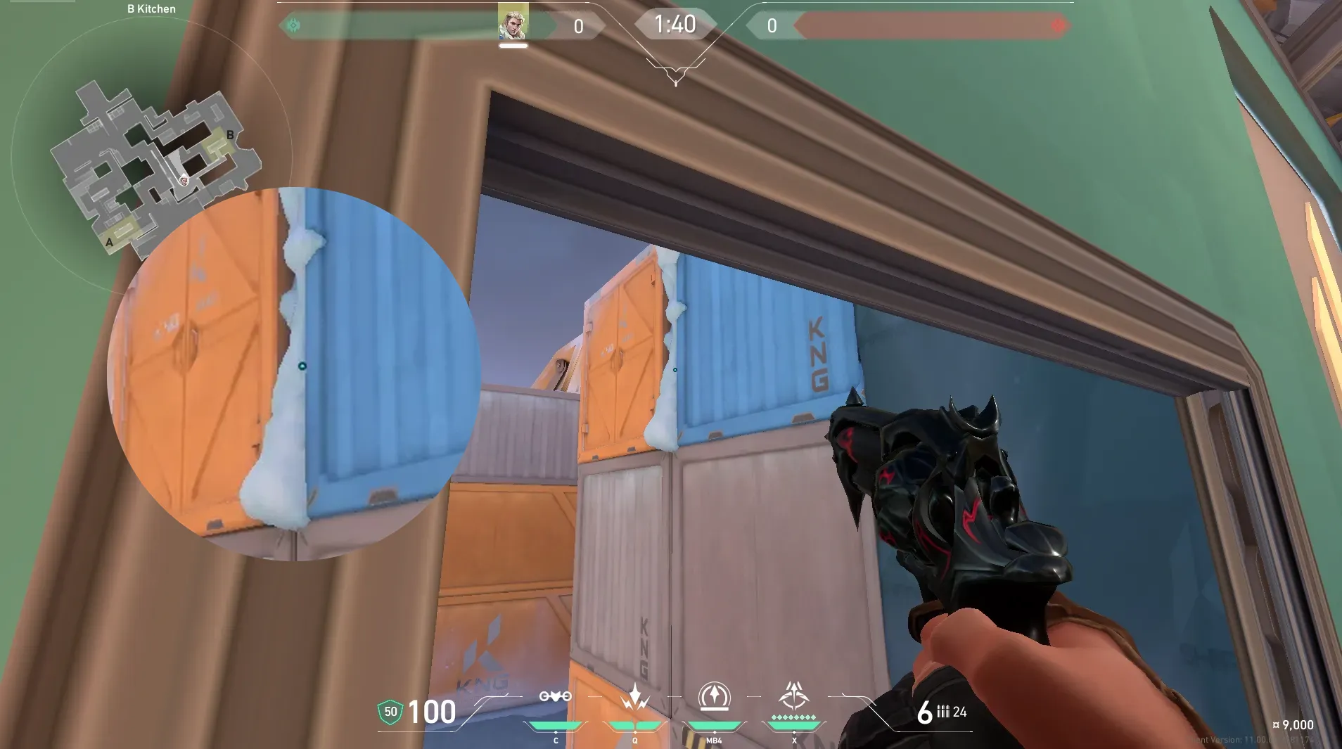 Sova Recon Bolt on Icebox Defense Mid — step 2 of 5: Aim — line up the shot