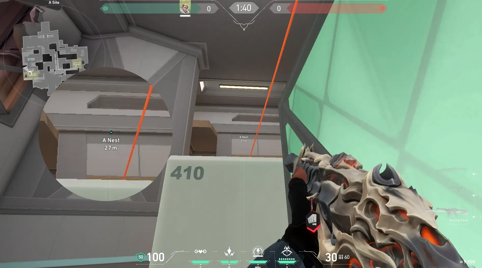 Sova Recon Bolt on Icebox Defense Site A — step 2 of 5: Aim — line up the shot