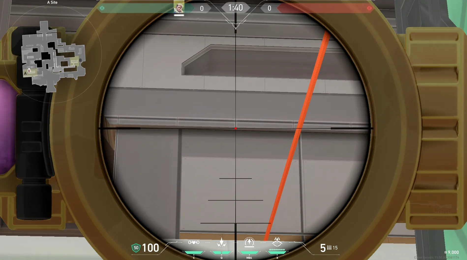 Sova Recon Bolt on Icebox Defense Site A — step 3 of 5: Aim — line up the shot