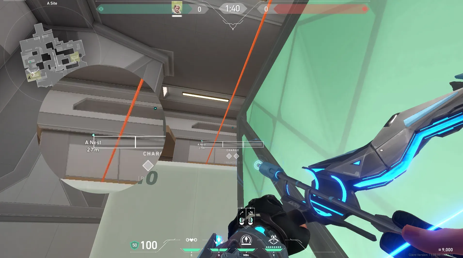 Sova Recon Bolt on Icebox Defense Site A — step 4 of 5: Aim — line up the shot