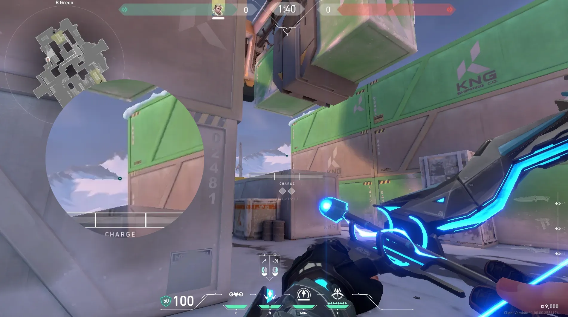 Sova Shock Bolt on Icebox Attack Site B — step 2 of 4: Aim — line up the shot
