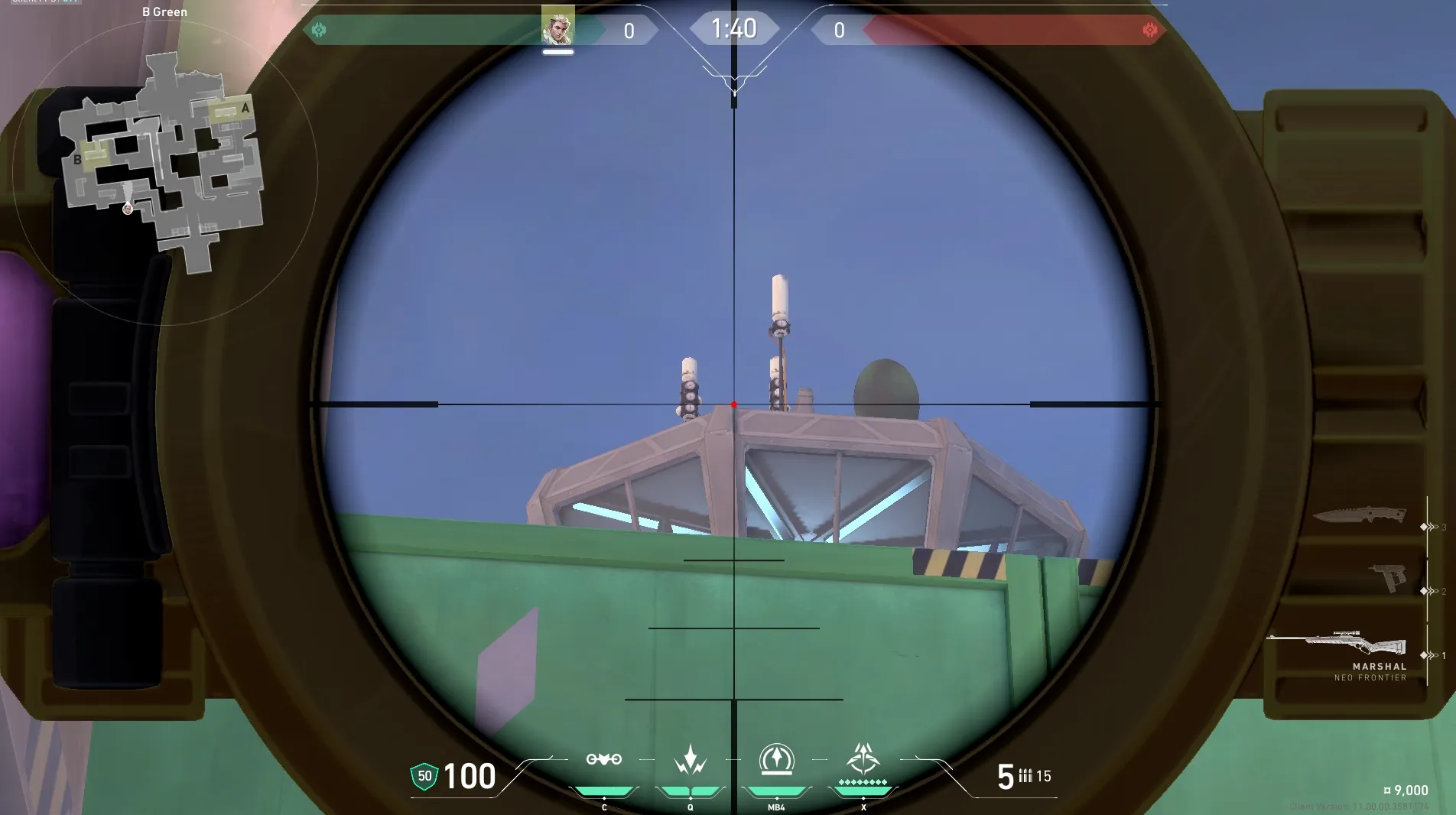 Sova Recon Bolt on Icebox Attack Site B — step 3 of 4: Aim — line up the shot