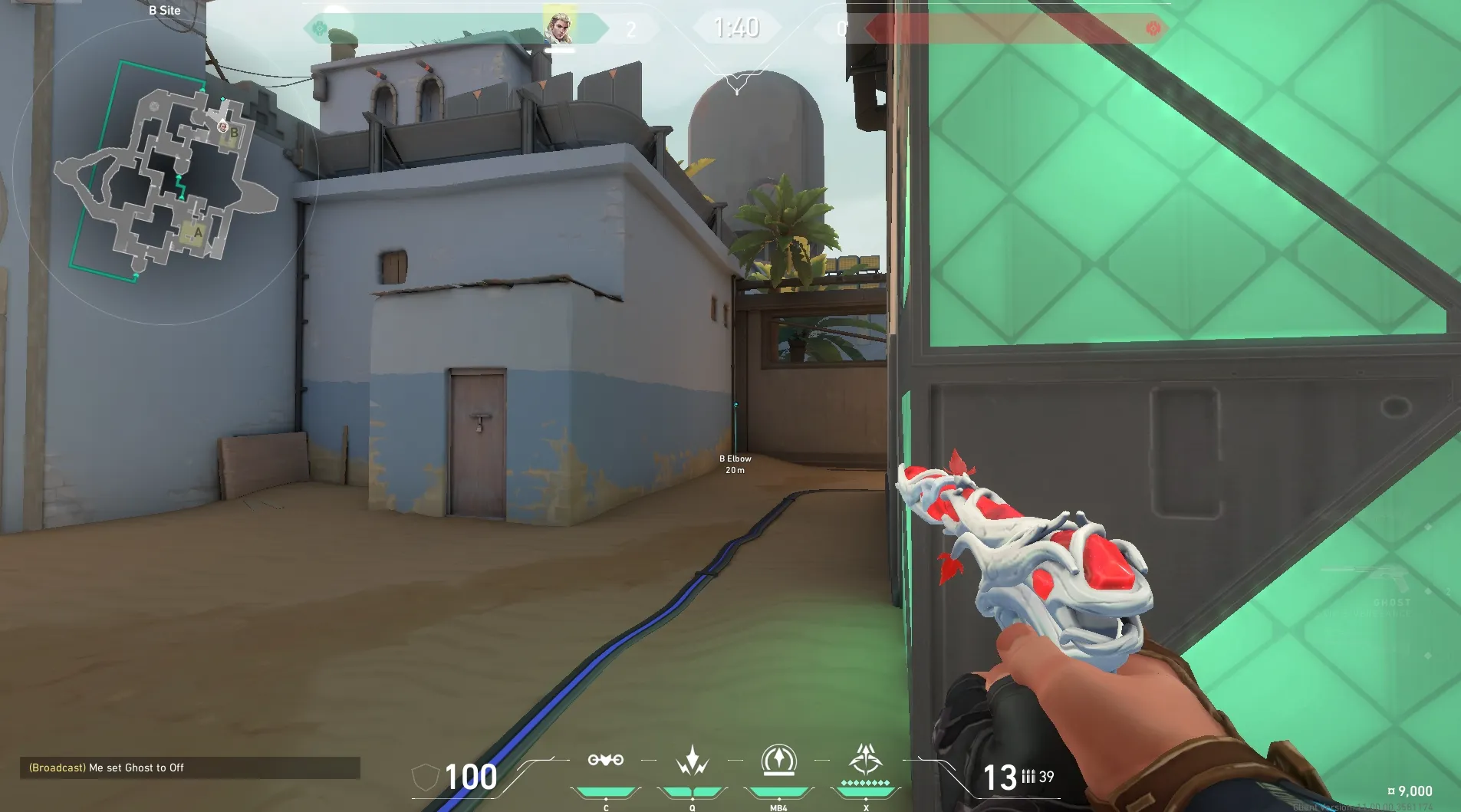 Sova Recon Bolt on Bind Defense Site B — step 1 of 5: Position — where to stand