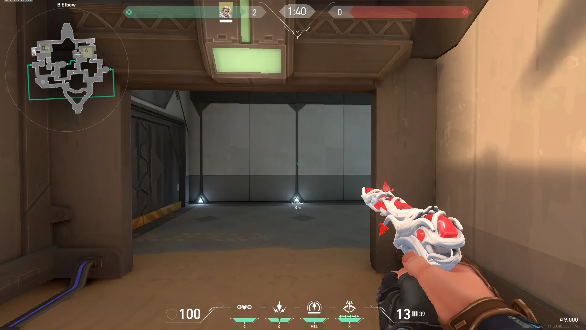 Sova Recon Bolt on Bind Defense Site B — step 1 of 4: Position — where to stand