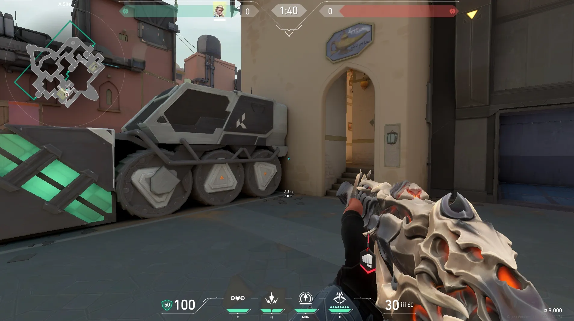 Sova Recon Bolt on Bind Defense Site A — step 1 of 5: Position — where to stand
