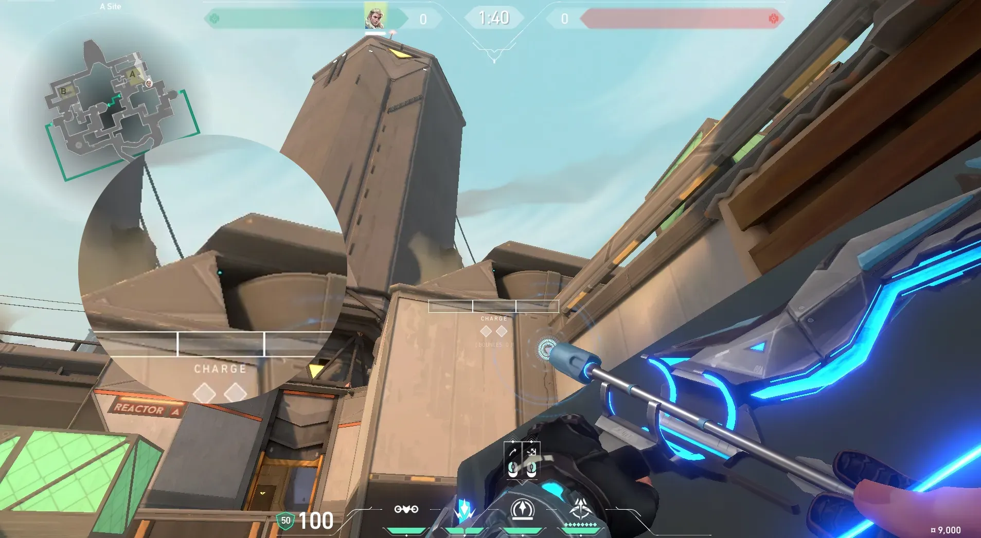 Sova Recon Bolt on Bind Defense Site A — step 2 of 4: Aim — line up the shot
