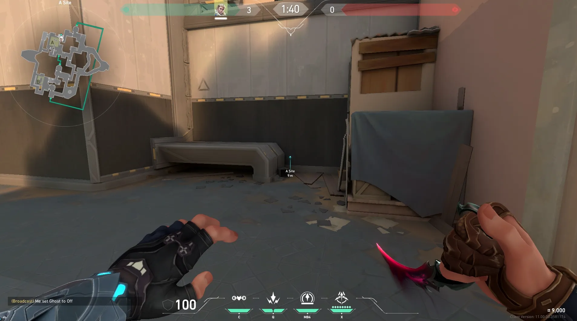 Sova Recon Bolt on Bind Defense Site B — step 1 of 5: Position — where to stand