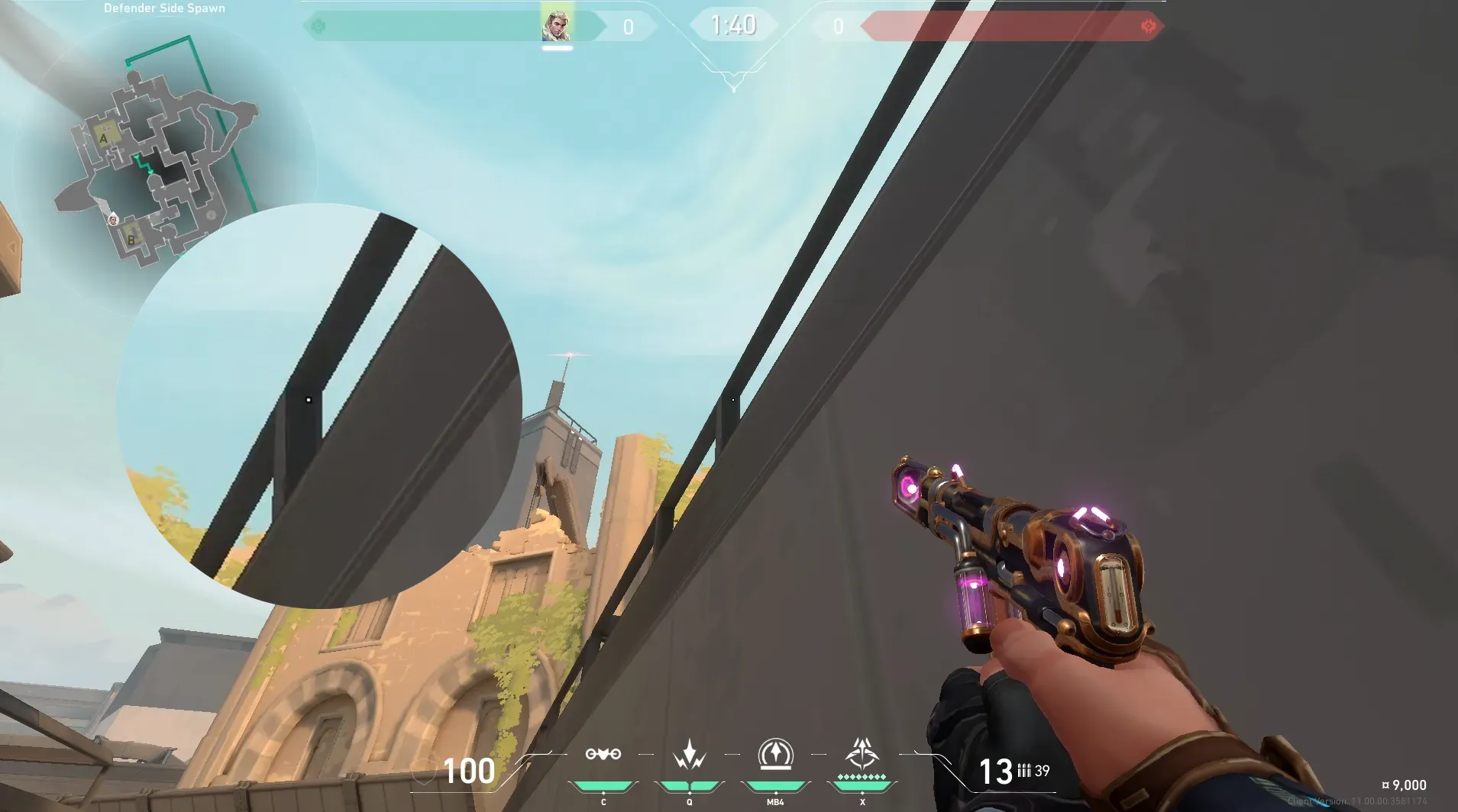 Sova Recon Bolt on Bind Defense Site A — step 2 of 5: Aim — line up the shot