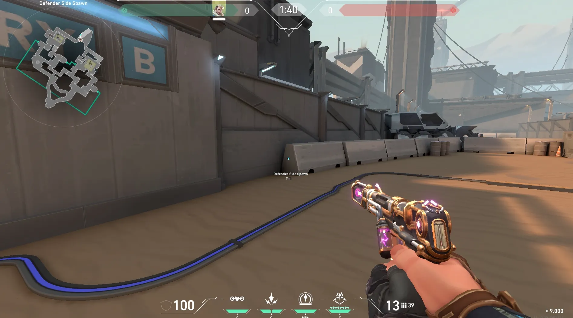 Sova Recon Bolt on Bind Defense Site B — step 1 of 4: Position — where to stand