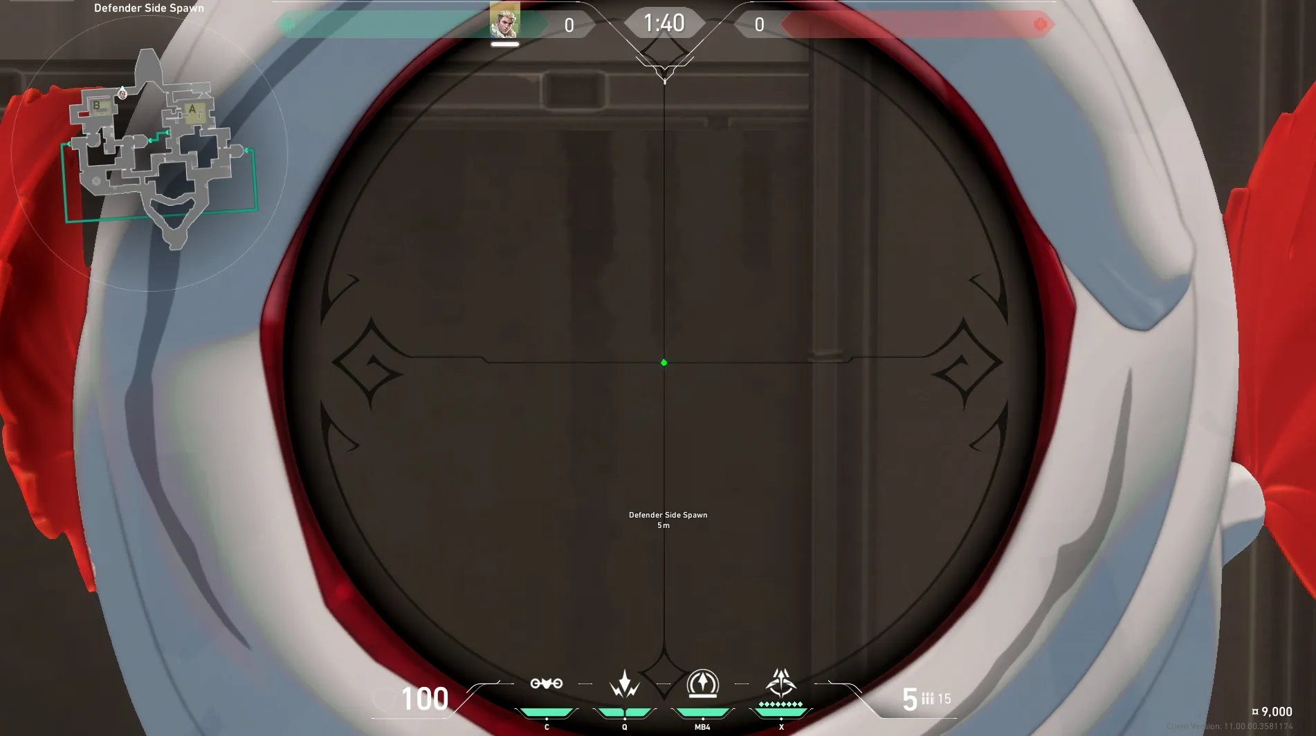 Sova Recon Bolt on Bind Defense Site B — step 3 of 6: Aim — line up the shot