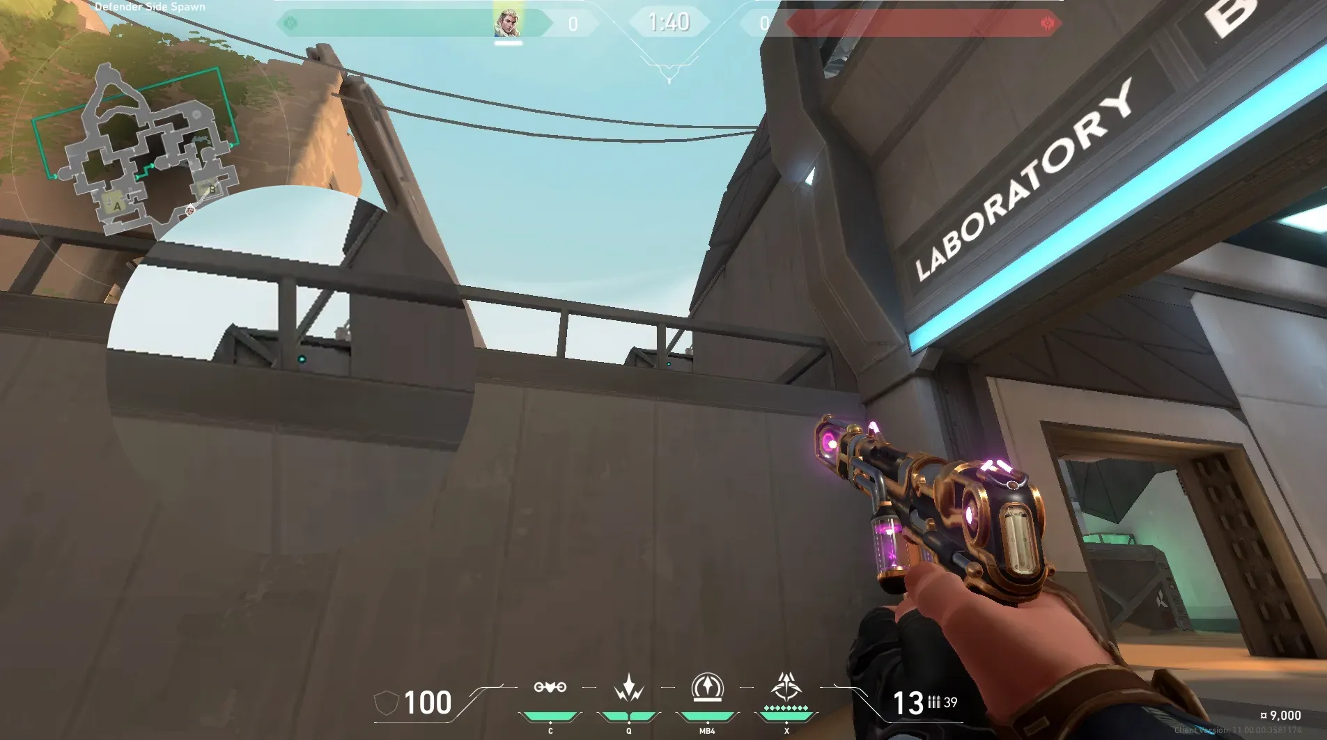 Sova Recon Bolt on Bind Defense Site B — step 4 of 6: Aim — line up the shot