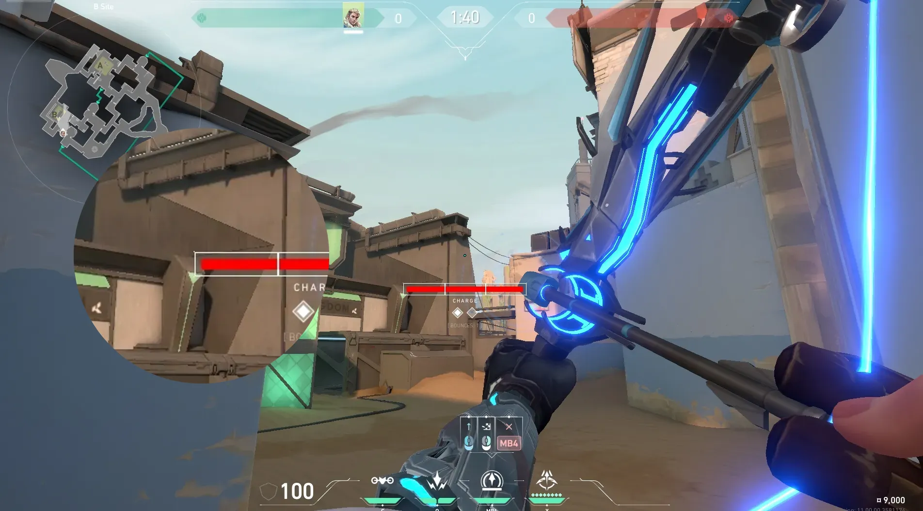 Sova Recon Bolt on Bind Defense Site A — step 4 of 5: Aim — line up the shot