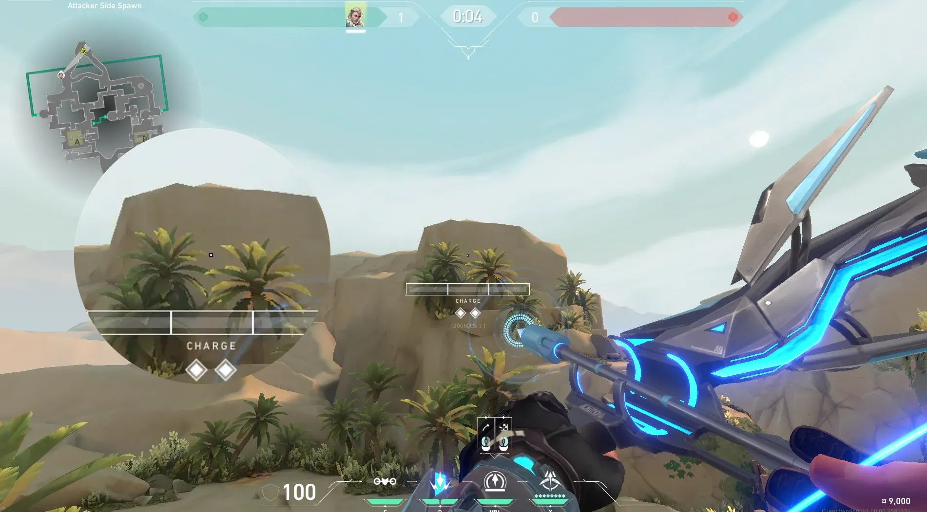 Sova Recon Bolt on Bind Attack Site B — step 3 of 5: Aim — line up the shot