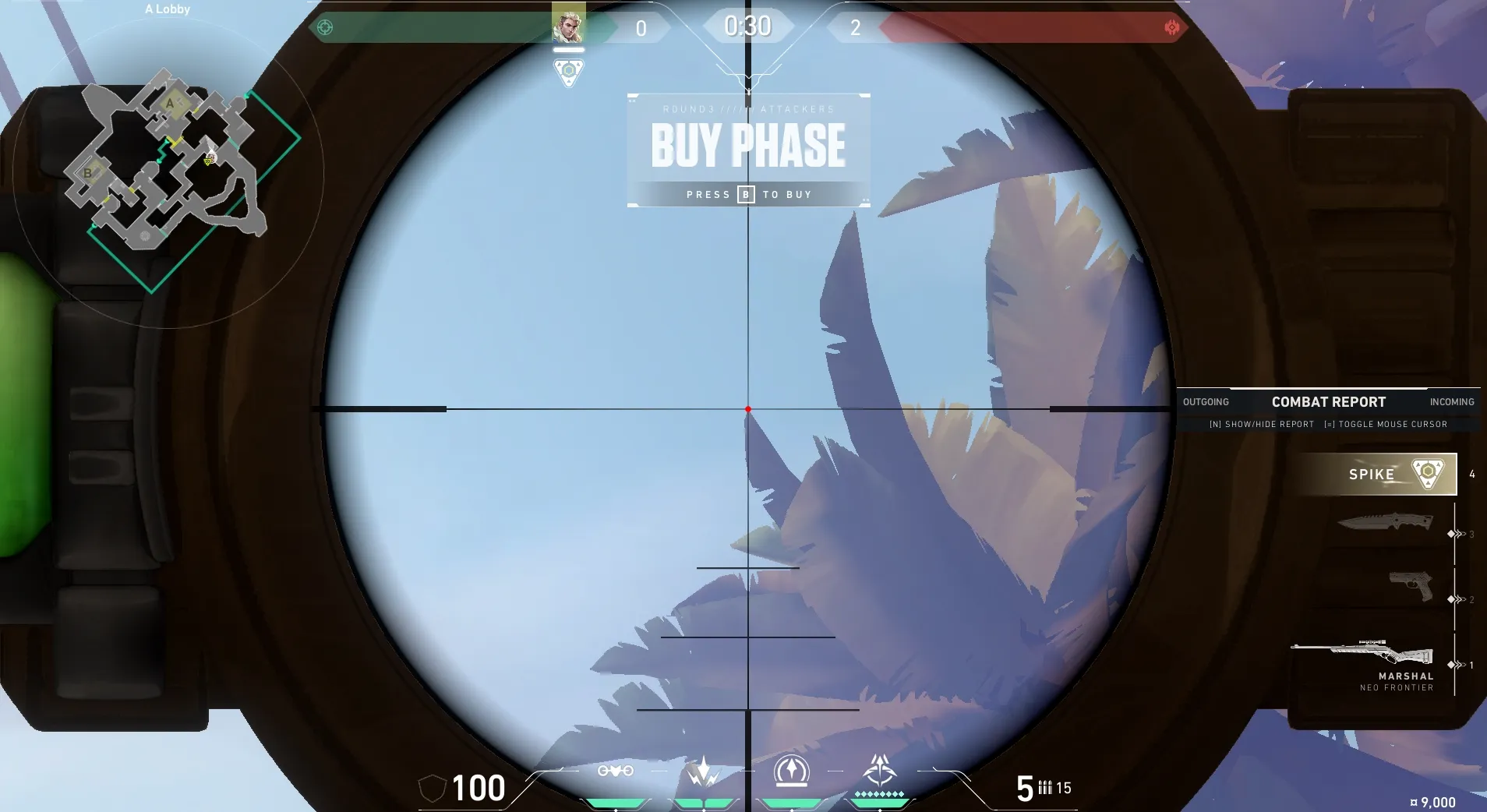 Sova Recon Bolt on Bind Attack Site A — step 3 of 6: Aim — line up the shot