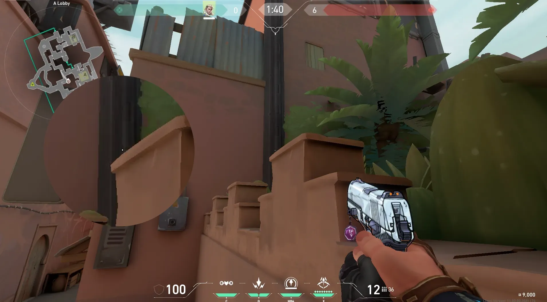 Sova Recon Bolt on Bind Attack Site A — step 2 of 5: Aim — line up the shot