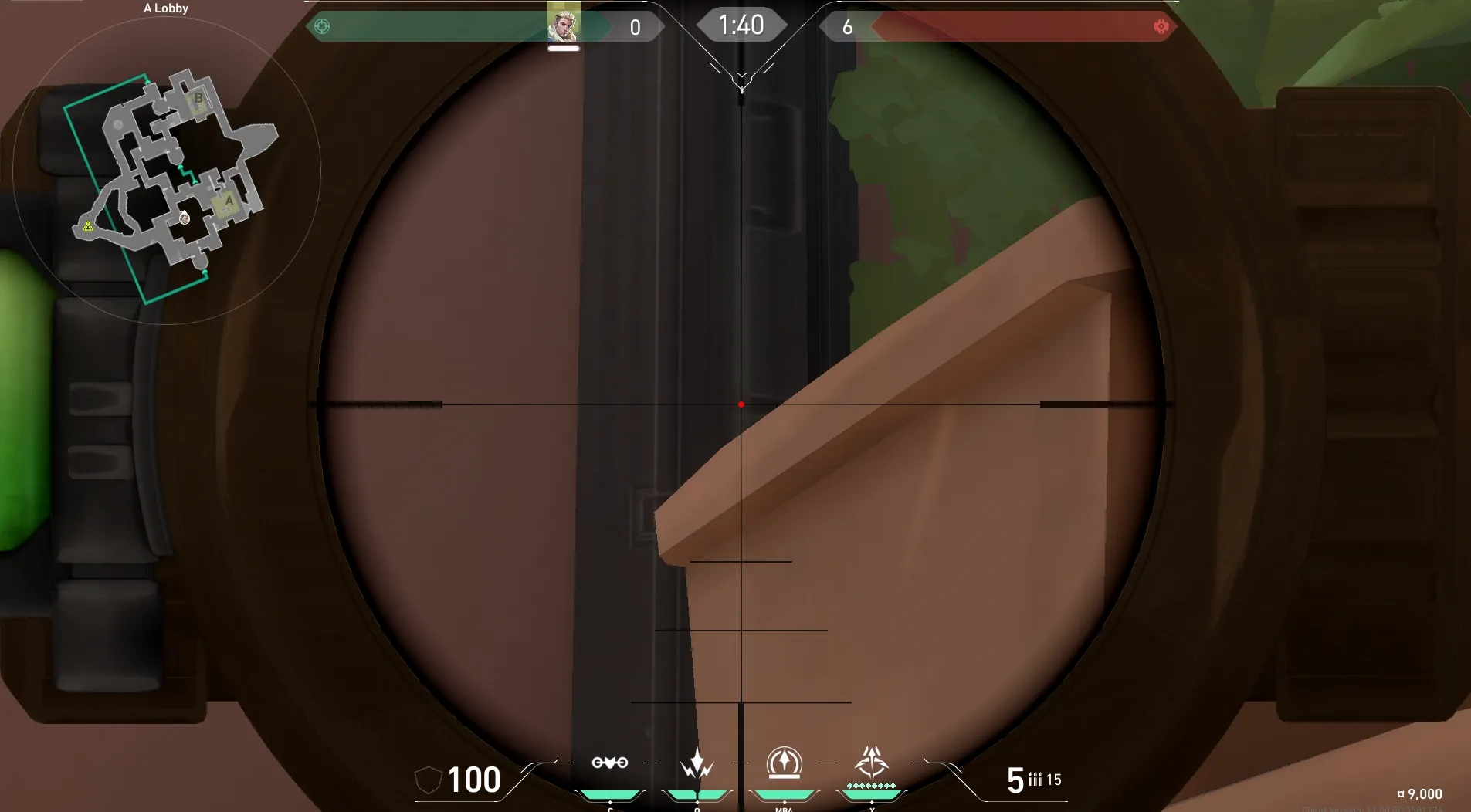 Sova Recon Bolt on Bind Attack Site A — step 3 of 5: Aim — line up the shot
