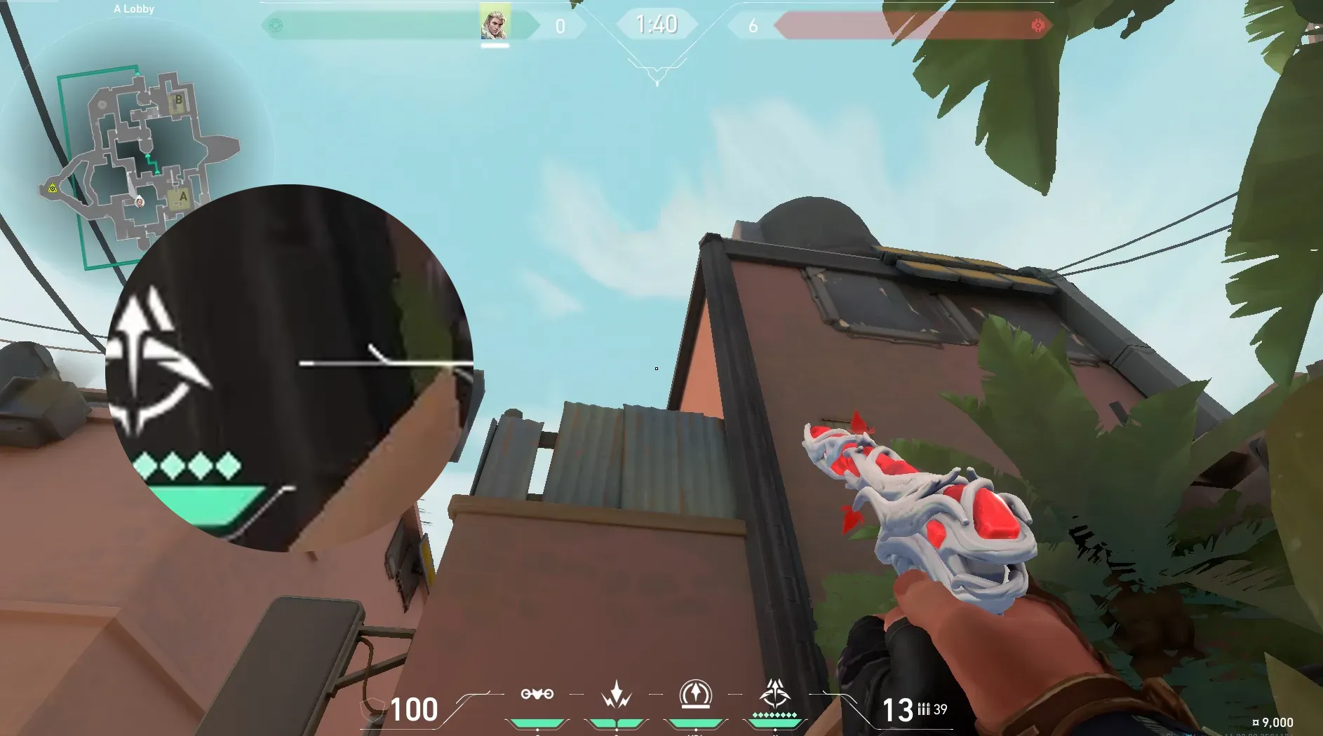 Sova Recon Bolt on Bind Attack Site A — step 4 of 5: Aim — line up the shot