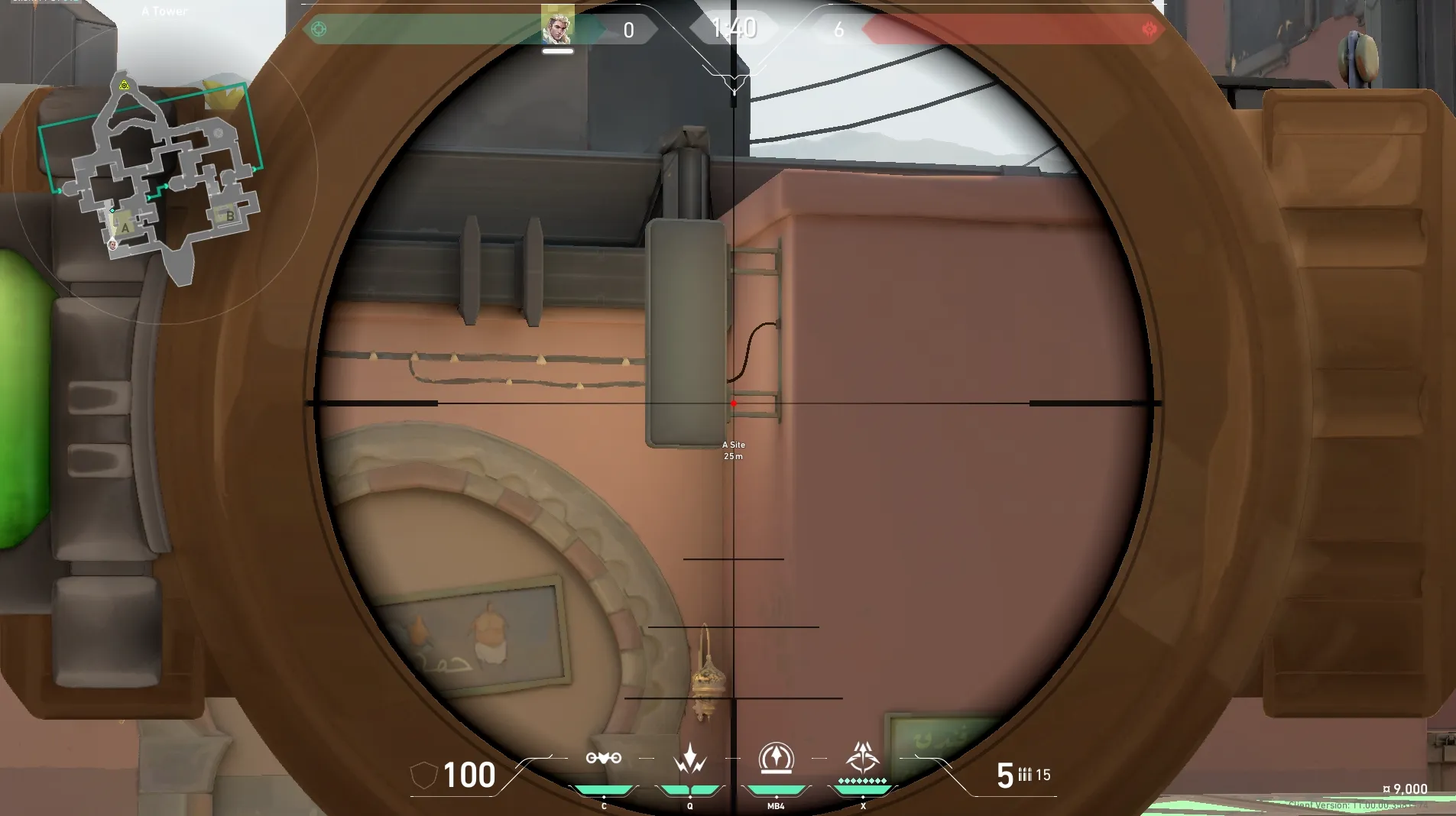 Sova Recon Bolt on Bind Defense Site A — step 3 of 5: Aim — line up the shot