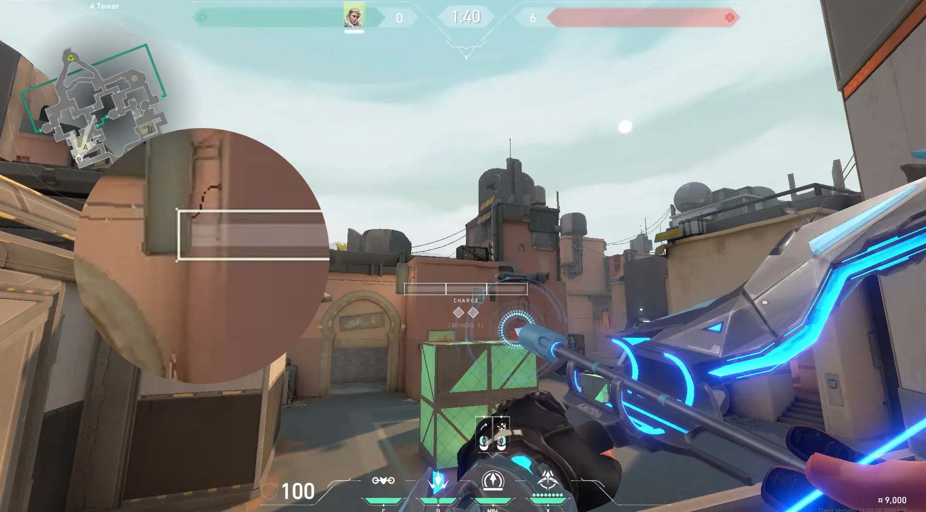 Sova Recon Bolt on Bind Defense Site A — step 4 of 5: Aim — line up the shot