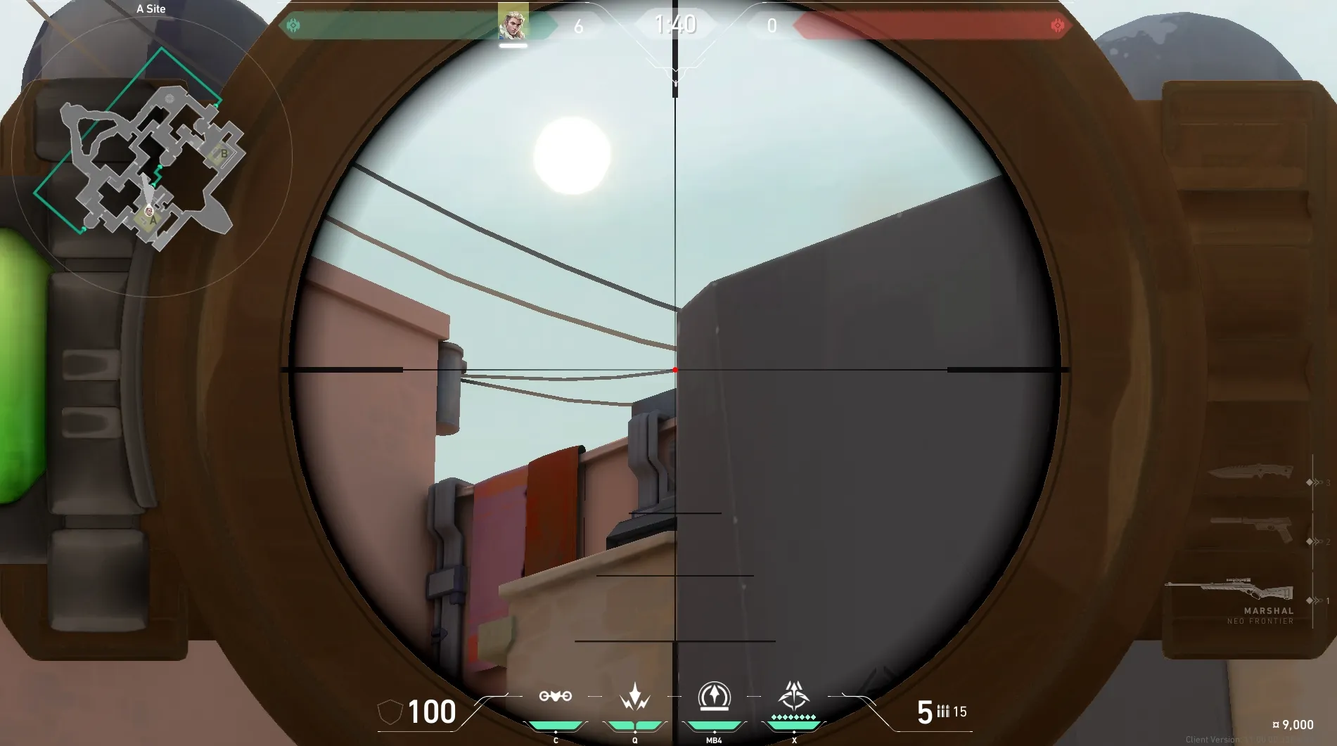 Sova Recon Bolt on Bind Defense Site A — step 3 of 5: Aim — line up the shot