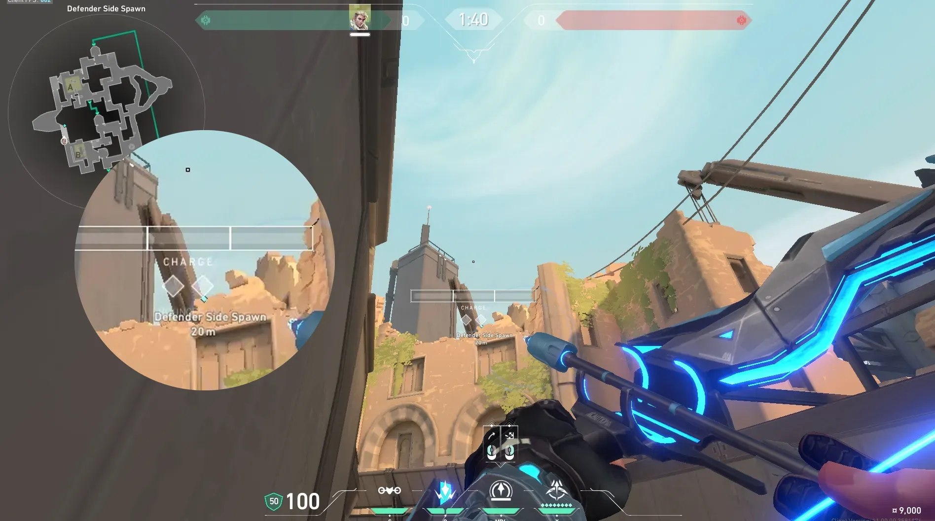 Sova Recon Bolt on Bind Defense Site B — step 4 of 5: Aim — line up the shot