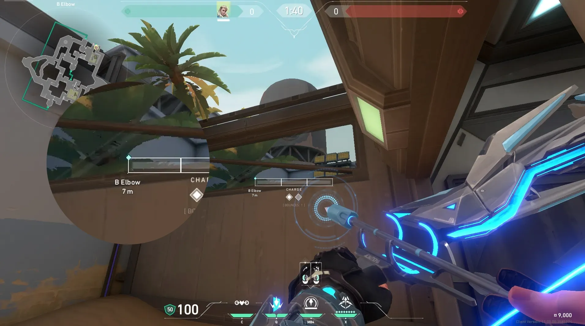 Sova Recon Bolt on Bind Defense Site B — step 4 of 5: Aim — line up the shot