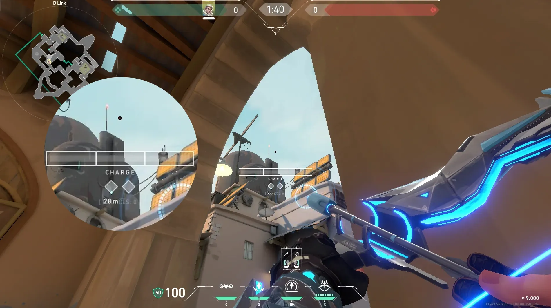 Sova Recon Bolt on Bind Attack Site B — step 4 of 5: Aim — line up the shot