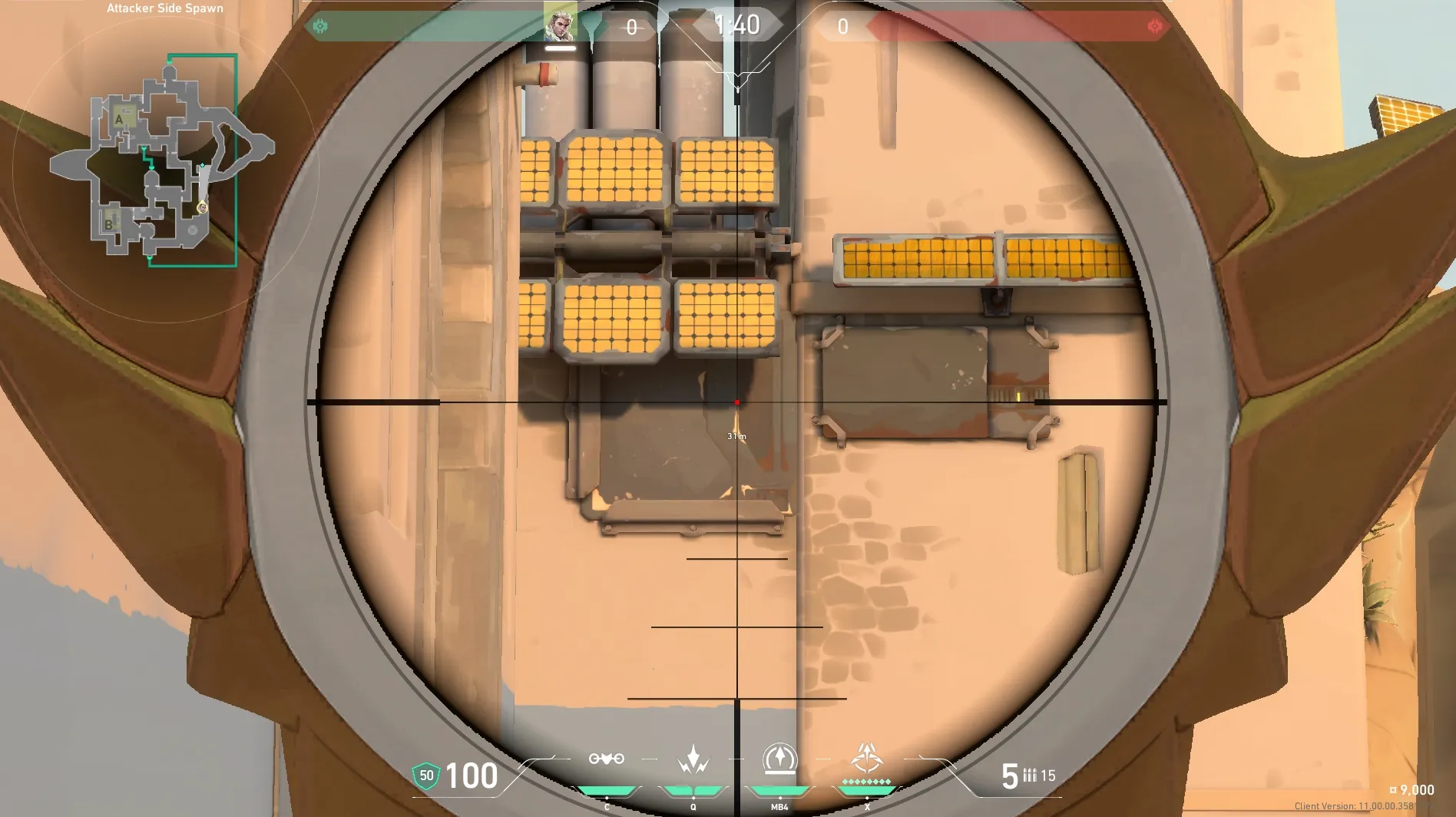 Sova Recon Bolt on Bind Attack Site A — step 4 of 7: Aim — line up the shot