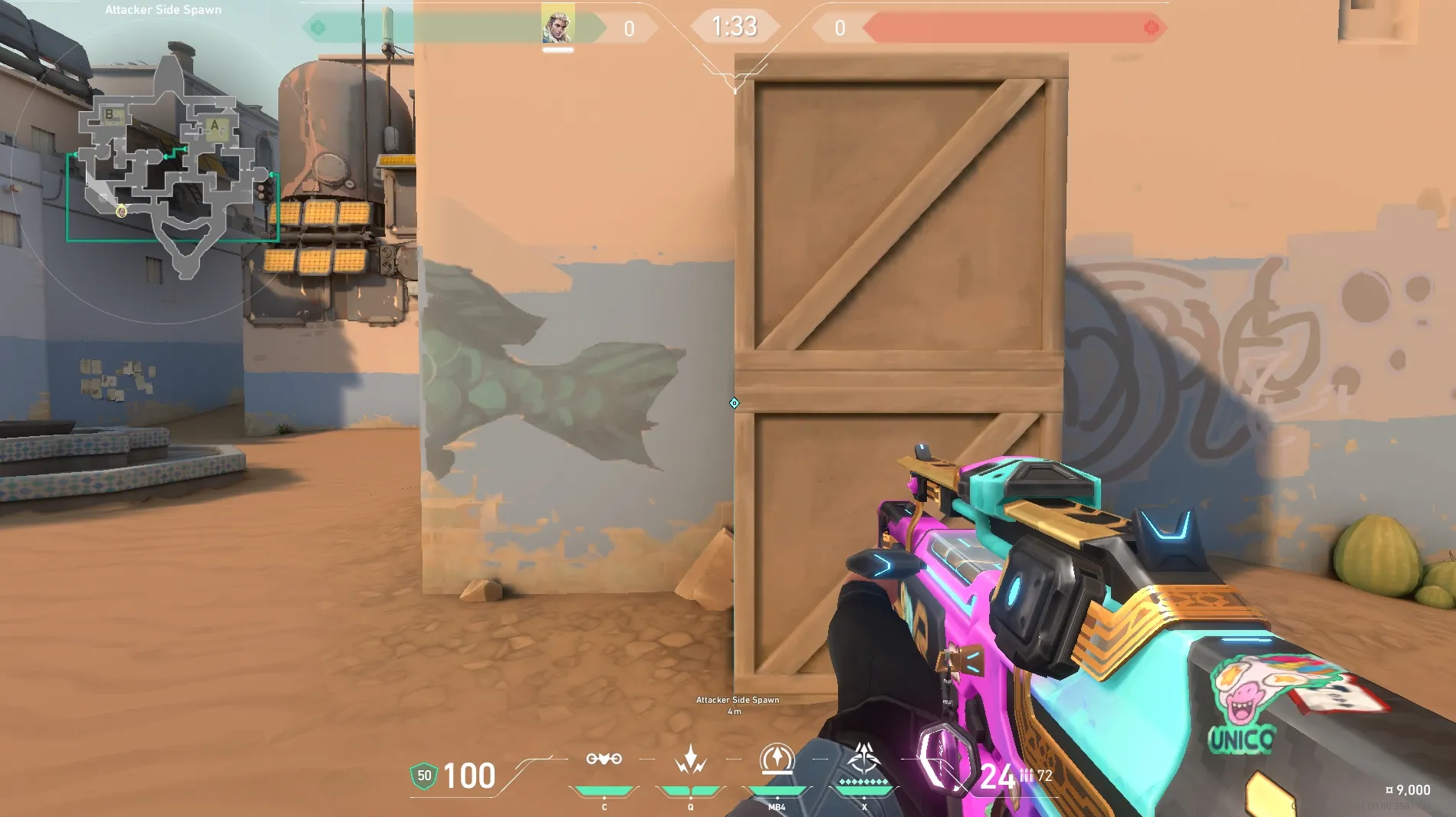 Sova Recon Bolt on Bind Attack Site B — step 1 of 4: Position — where to stand