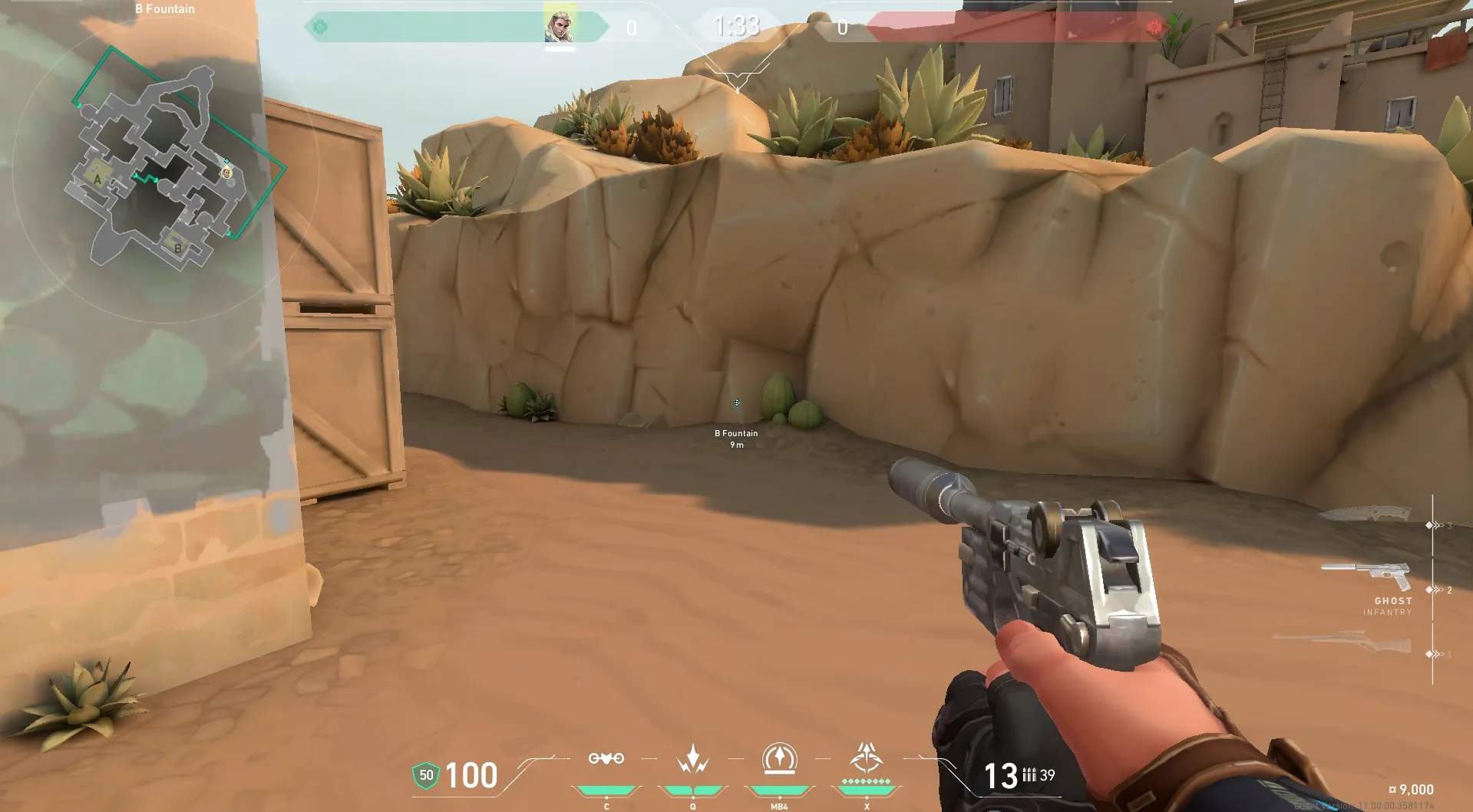 Sova Recon Bolt on Bind Attack Site B — step 1 of 5: Position — where to stand