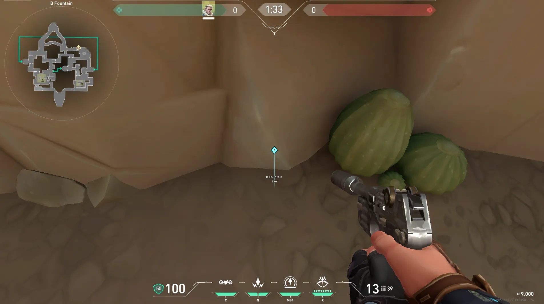 Sova Recon Bolt on Bind Attack Site B — step 2 of 5: Aim — line up the shot