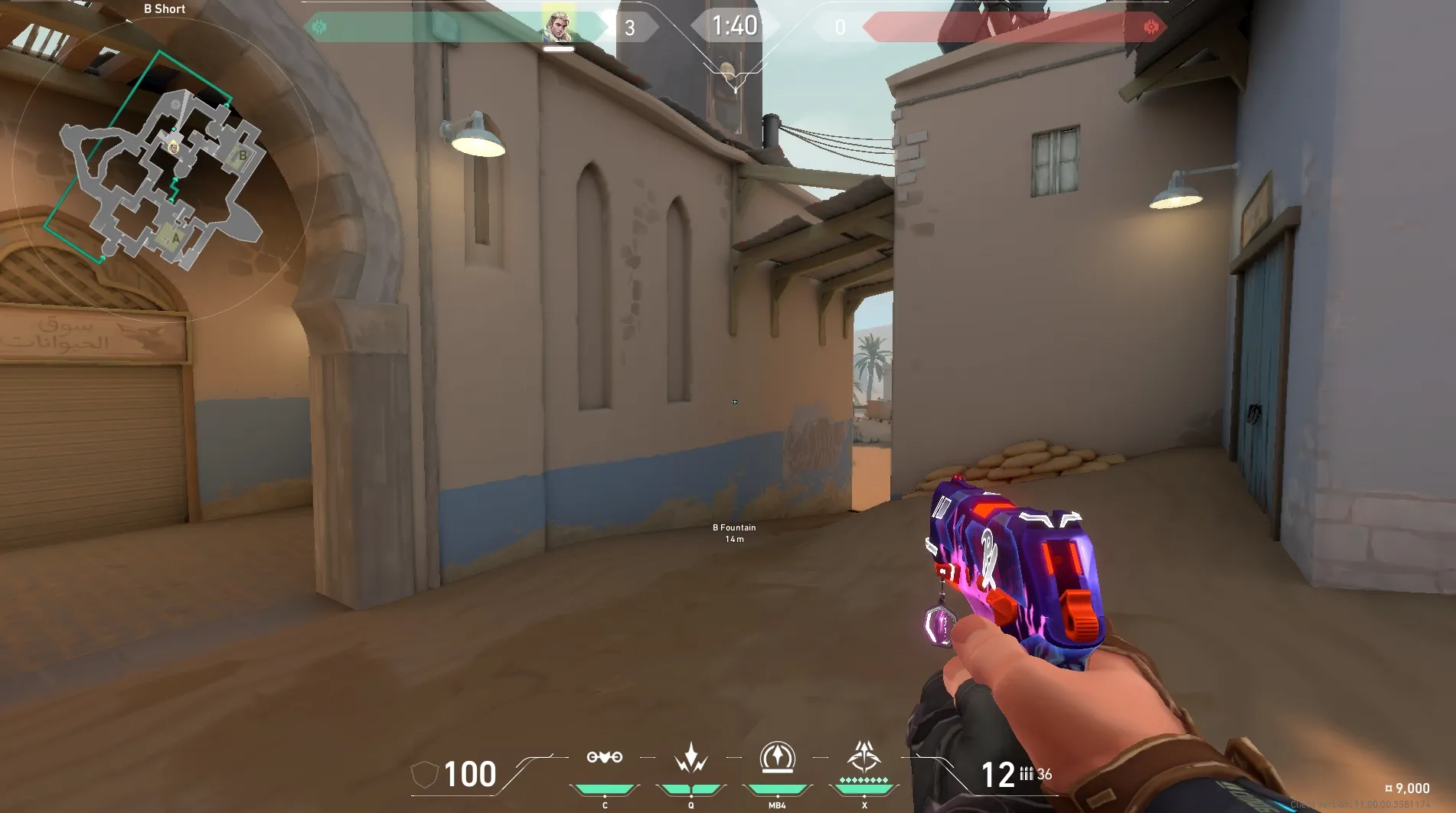 Sova Recon Bolt on Bind Attack Site B — step 1 of 6: Position — where to stand