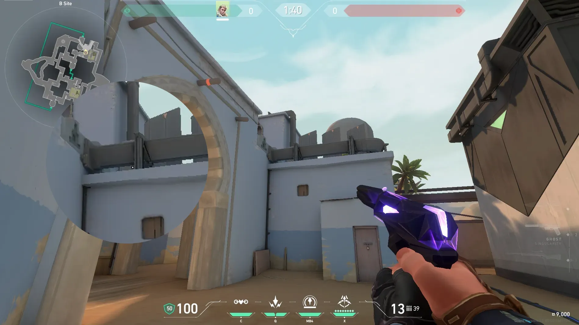 Sova Recon Bolt on Bind Defense Site A — step 3 of 5: Aim — line up the shot