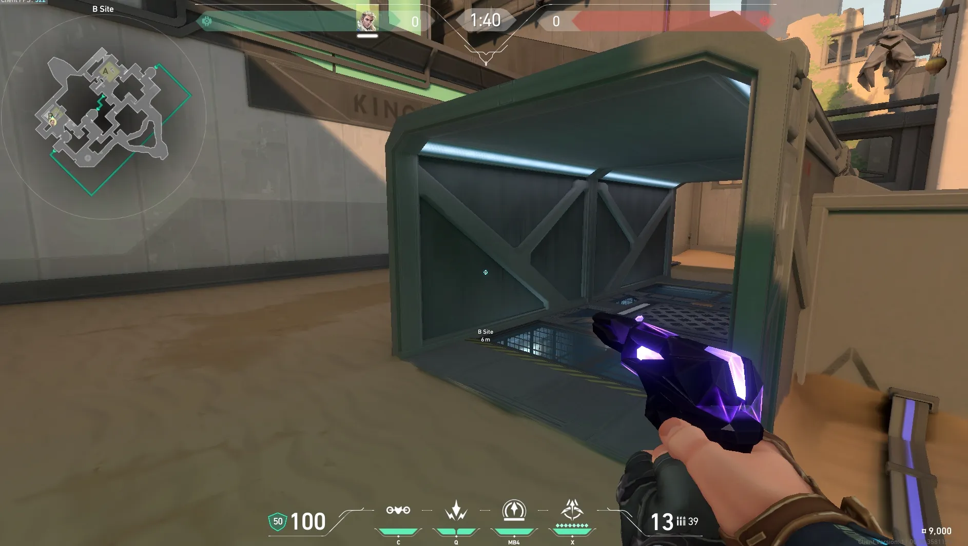 Sova Recon Bolt on Bind Defense Site B — step 1 of 3: Position — where to stand