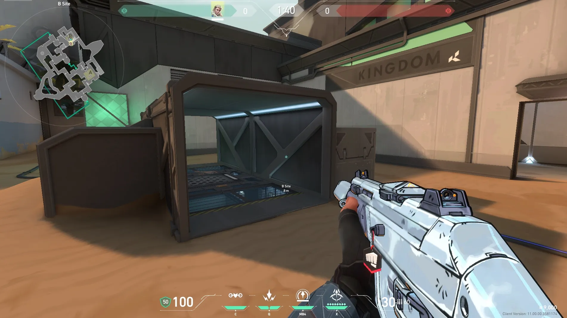 Sova Recon Bolt on Bind Defense Site B — step 1 of 4: Position — where to stand