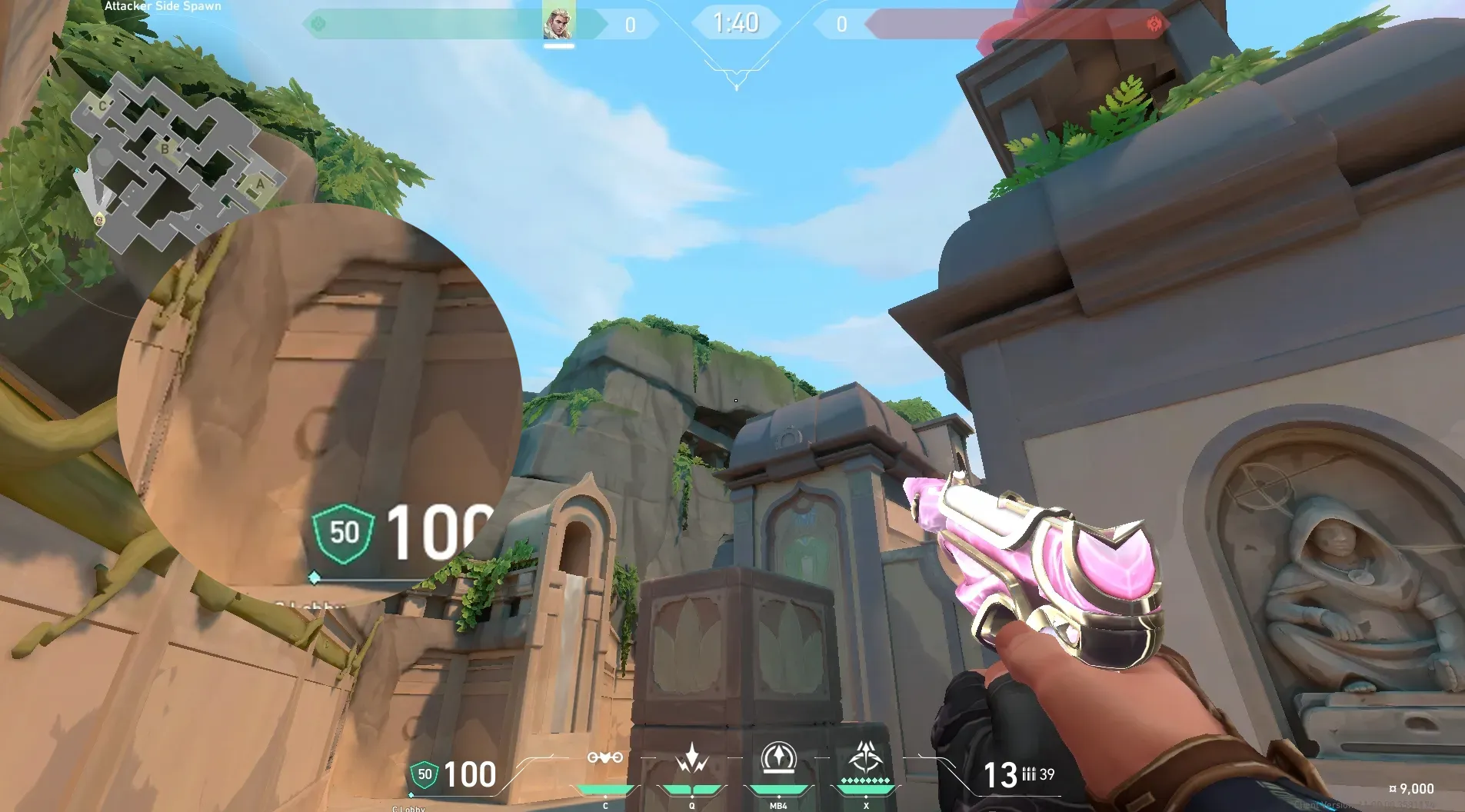 Sova Recon Bolt on Lotus Attack Site C — step 4 of 5: Aim — line up the shot