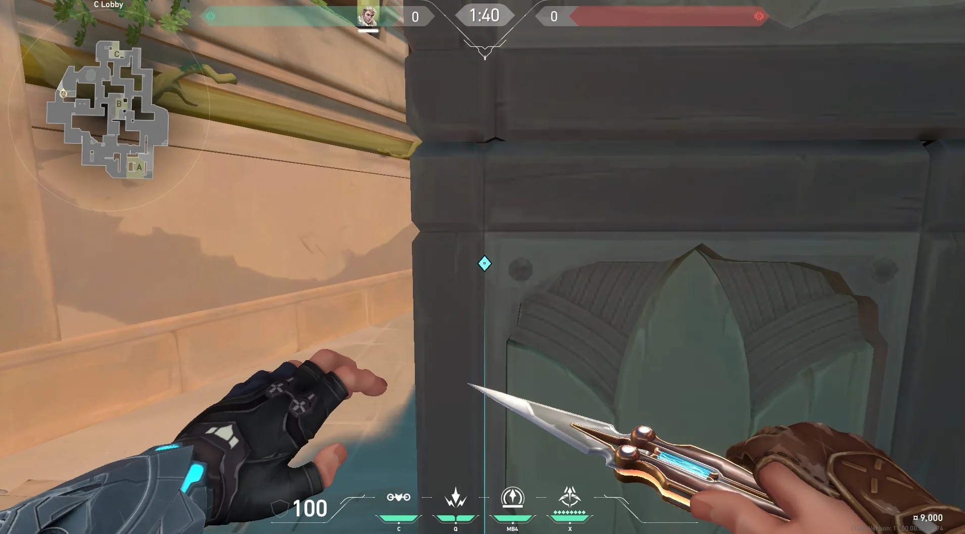 Sova Recon Bolt on Lotus Attack Site A — step 2 of 6: Aim — line up the shot