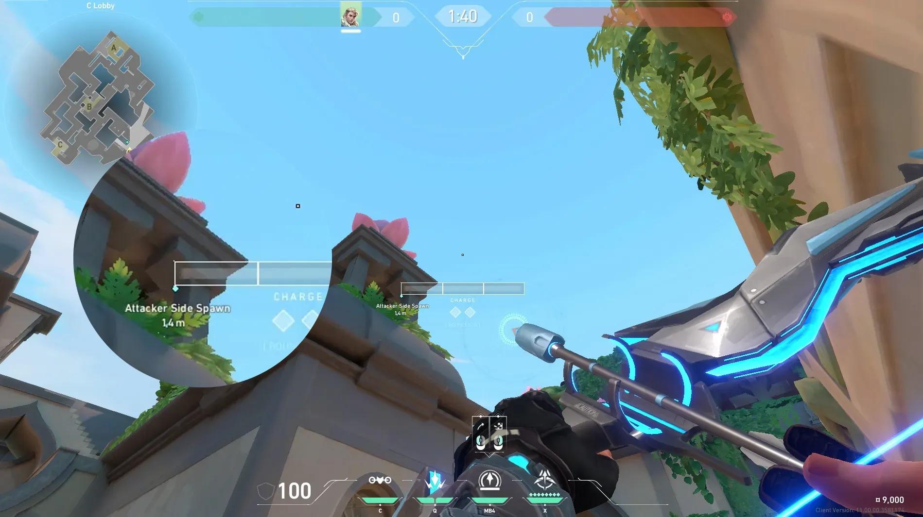 Sova Recon Bolt on Lotus Attack Site A — step 4 of 5: Aim — line up the shot