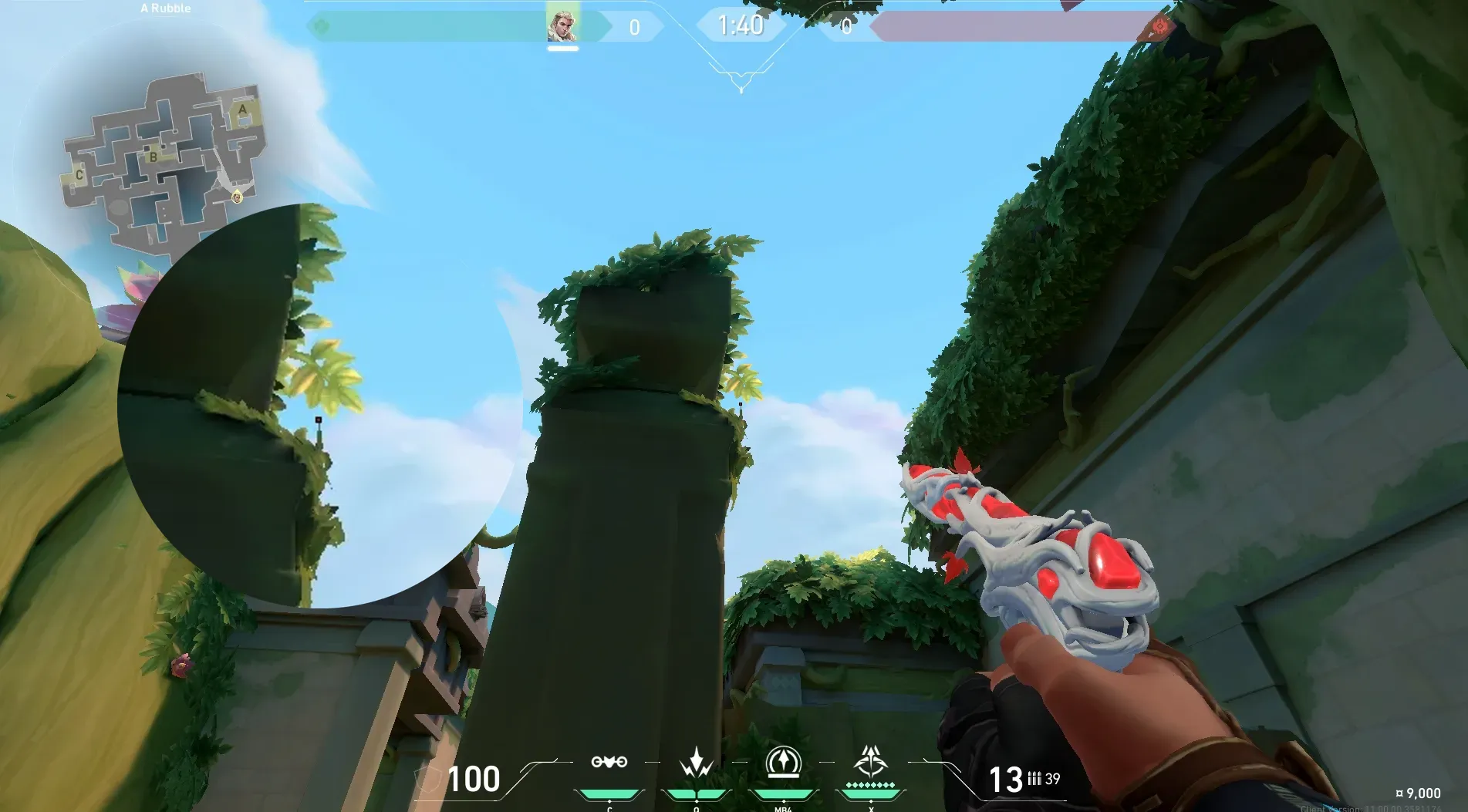 Sova Recon Bolt on Lotus Attack Site A — step 3 of 7: Aim — line up the shot