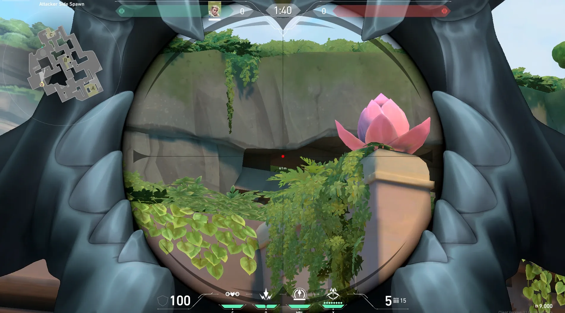 Sova Recon Bolt on Lotus Attack Site C — step 3 of 4: Aim — line up the shot