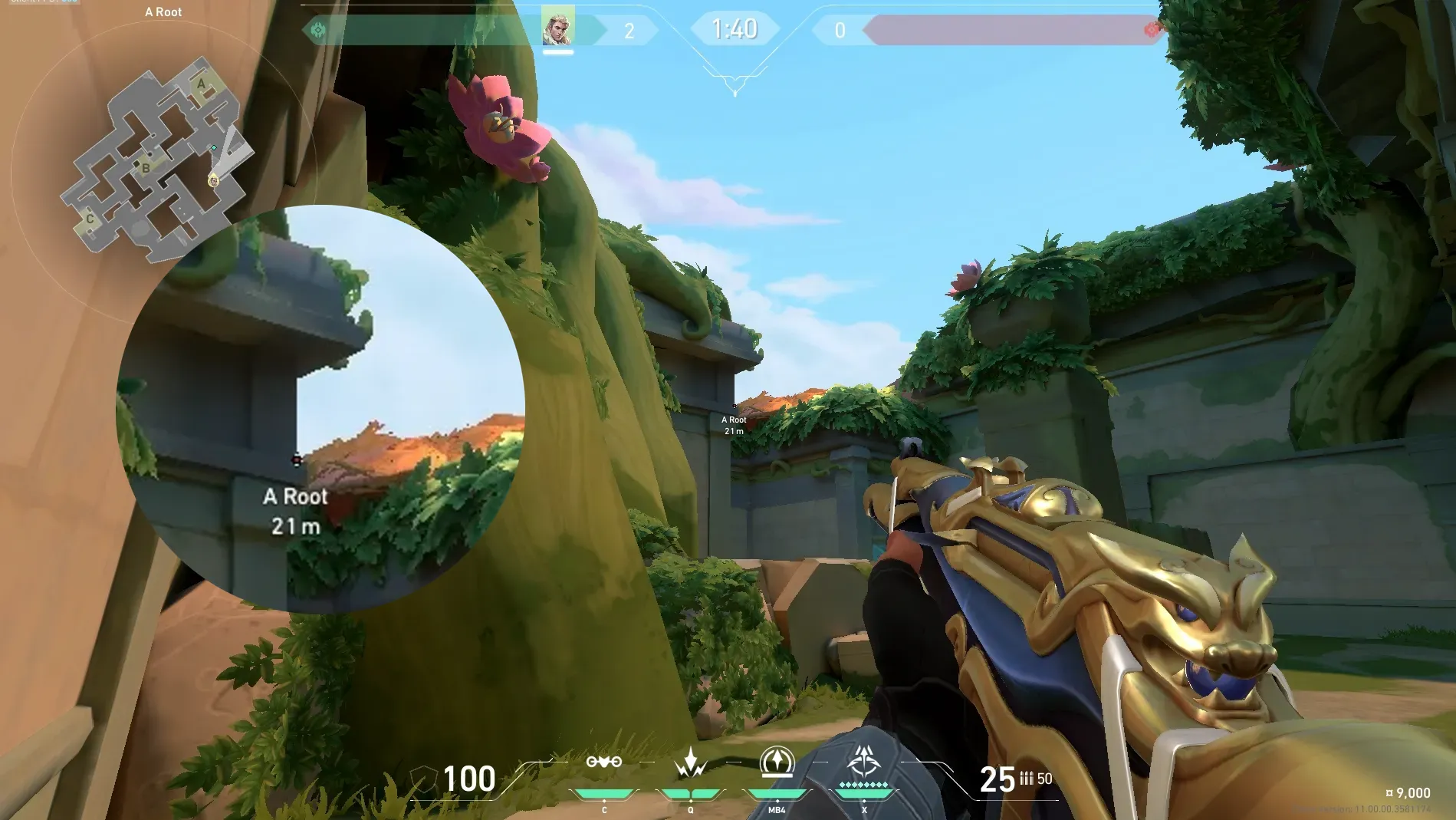 Sova Recon Bolt on Lotus Attack Site A — step 2 of 5: Aim — line up the shot