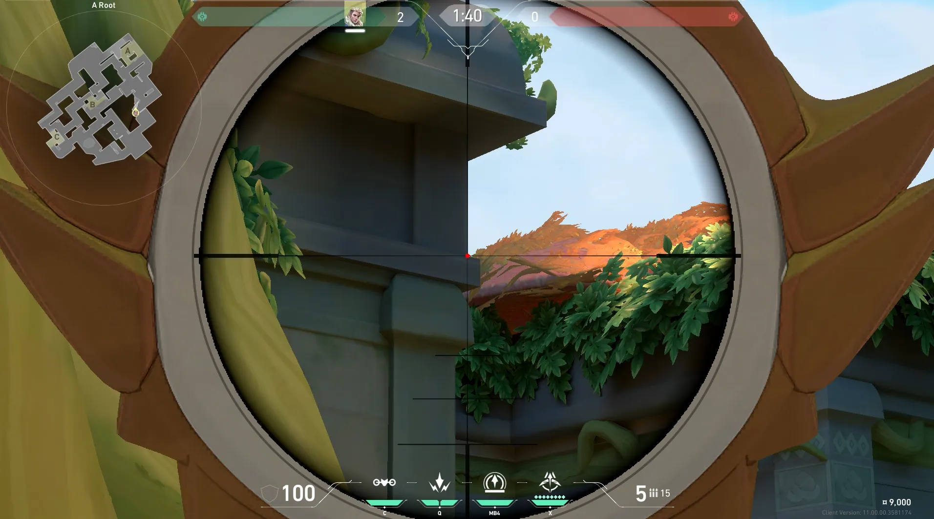Sova Recon Bolt on Lotus Attack Site A — step 3 of 5: Aim — line up the shot