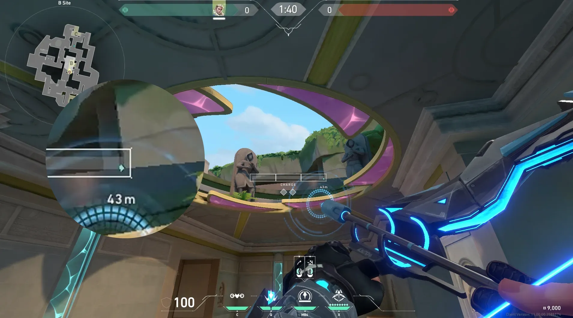 Sova Recon Bolt on Lotus Defense Site A — step 4 of 5: Aim — line up the shot