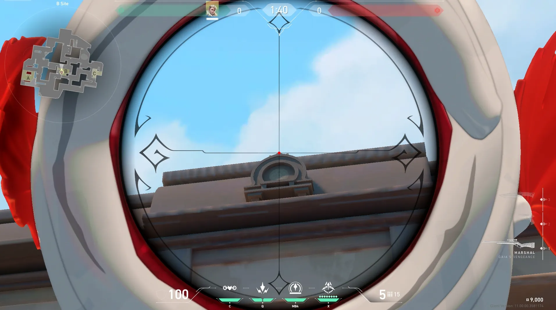 Sova Recon Bolt on Lotus Defense Site B — step 3 of 5: Aim — line up the shot